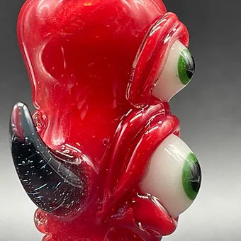 Hand-blown Red UV Reactive Chillum - Leviathan Glass original