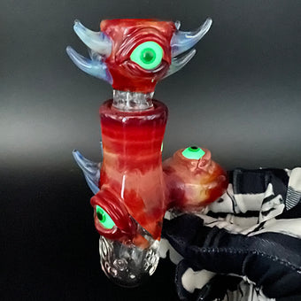 Close-up of 18mm Mini Tequila Sunrise Ash Catch Set - handcrafted glass