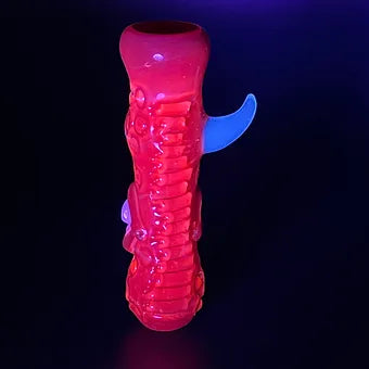 Leviathan Glass Red UV Reactive Chillum - hand-blown art
