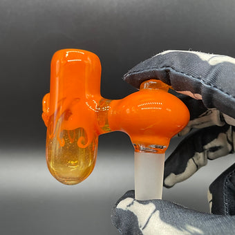 14mm lava mini ash catcher set with pumpkin slide. by Leviathan Glass - artisan detail