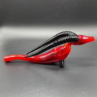large red taurus steamroller glass art - premium handcrafted piece