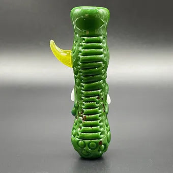 Shamrock Chillum detail view - premium glass art