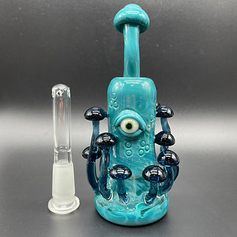 Close-up of Mushroom Removable Downstem Bubbler - handcrafted glass