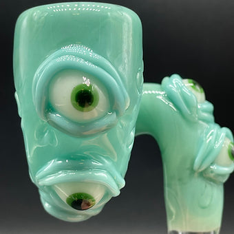 14mm Loopty Loop Aqua Slide by Leviathan Glass - artisan detail