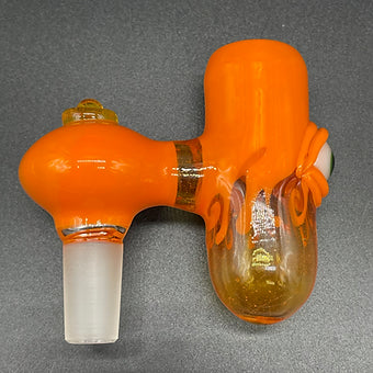 Hand-blown 14mm lava mini ash catcher set with pumpkin slide. - Leviathan Glass original