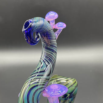 Hand-blown Pink Slime Mushroom Sherlock sher-1 - Leviathan Glass original