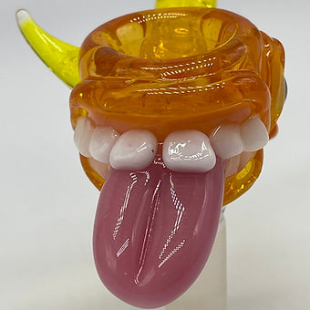 Close-up of 14mm Hot Sauce Slide - handcrafted glass