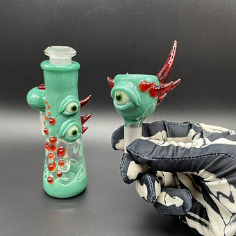 14mm Aqua Mist Ash Catcher Set glass art - premium handcrafted piece