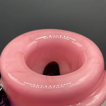 Leviathan Glass 14mm 4 hole Blush Pink Slide - hand-blown art