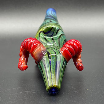 Leviathan Glass Rams Horn Steamroller - hand-blown art
