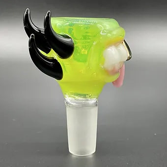 14mm Green Slime 4 Hole Slide detail view - premium glass art