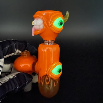 14mm lava mini ash catcher set with pumpkin slide. craftsmanship - artisan glass work