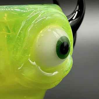 14mm Green Slime 4 Hole Slide craftsmanship - artisan glass work