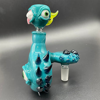 Leviathan Glass 14mm 90º Agua Azul Spiked ash catcher set - hand-blown art
