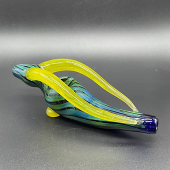 Leviathan Glass Yellow Horn Antelope Pipe - hand-blown art