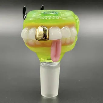 Leviathan Glass 14mm Green Slime 4 Hole Slide - hand-blown art