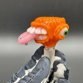 14mm Pumpkin Slide detail view - premium glass art