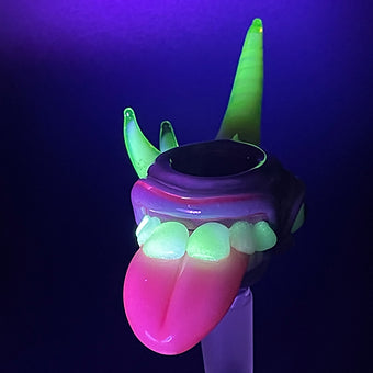 Hand-blown 14mm citrine UV reactive slide - Leviathan Glass original