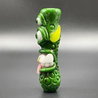 Close-up of Shamrock Chillum - handcrafted glass