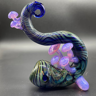 Hand-blown Pink Slime Mushroom Sherlock sher-1 - Leviathan Glass original