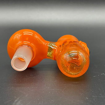 Hand-blown 14mm lava mini ash catcher set with pumpkin slide. - Leviathan Glass original