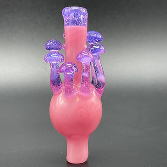 Pink Mushroom Carb Cap detail view - premium glass art