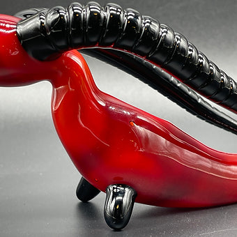 large red taurus steamroller craftsmanship - artisan glass work