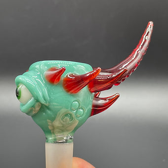 14mm Aqua Mist Ash Catcher Set by Leviathan Glass - artisan detail