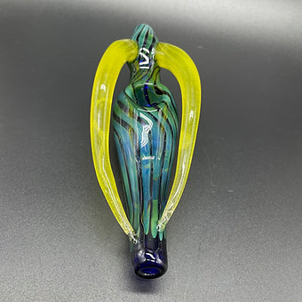 Close-up of Yellow Horn Antelope Pipe - handcrafted glass