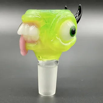Premium 14mm Green Slime 4 Hole Slide - collectible glass art