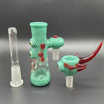 14mm Aqua Mist Ash Catcher Set detail view - premium glass art