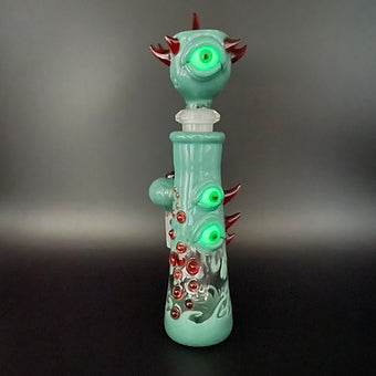 Artisan glass 14mm Aqua Mist Ash Catcher Set - detailed craftsmanship