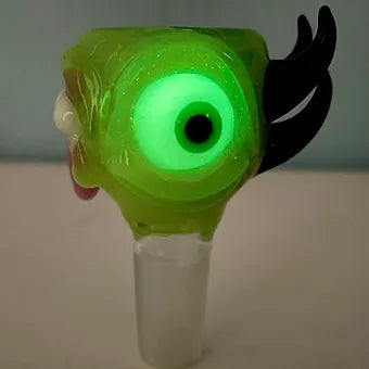 14mm Green Slime 4 Hole Slide by Leviathan Glass - artisan detail