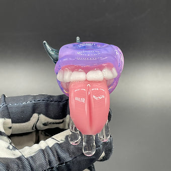 18mm Pink Slime Drooling Tongue Slide glass art - premium handcrafted piece