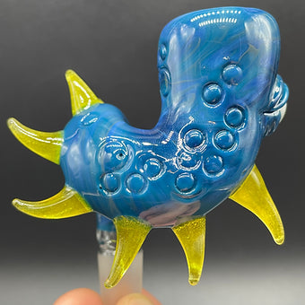 14mm Loopty Loop Peacock Slide craftsmanship - artisan glass work