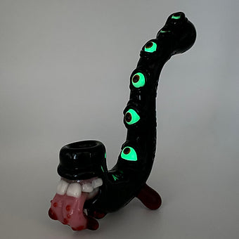 Close-up of Black Dragon Sherlock - handcrafted glass