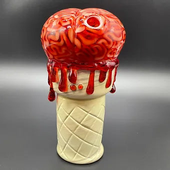 Close-up of 10mm Brain Cone Rig - handcrafted glass
