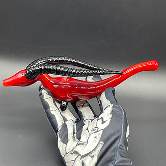Artisan glass large red taurus steamroller - detailed craftsmanship
