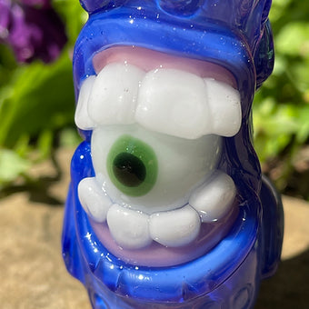 Close-up of Sonic Eat Me Chillum - handcrafted glass