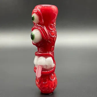 Red UV Reactive Chillum by Leviathan Glass - artisan detail