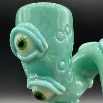 14mm Loopty Loop Aqua Slide detail view - premium glass art