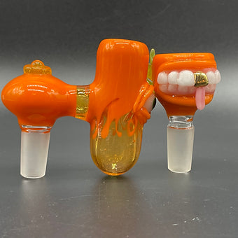 Leviathan Glass 14mm lava mini ash catcher set with pumpkin slide. - hand-blown art