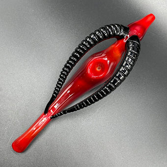 Hand-blown large red taurus steamroller - Leviathan Glass original