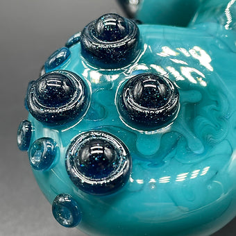 Artisan glass 14mm 90º Agua Azul Spiked ash catcher set - detailed craftsmanship