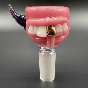 Hand-blown 14mm 4 hole Blush Pink Slide - Leviathan Glass original
