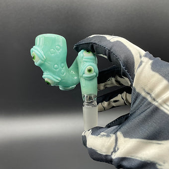 Artisan glass 14mm Loopty Loop Aqua Slide - detailed craftsmanship