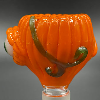 Artisan glass 14mm Pumpkin Slide - detailed craftsmanship