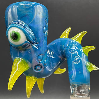 14mm Loopty Loop Peacock Slide detail view - premium glass art
