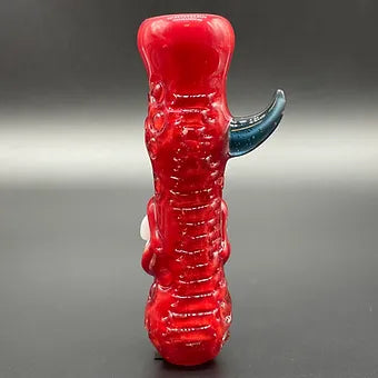 Hand-blown Red UV Reactive Chillum - Leviathan Glass original