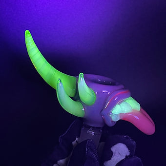 Hand-blown 14mm citrine UV reactive slide - Leviathan Glass original